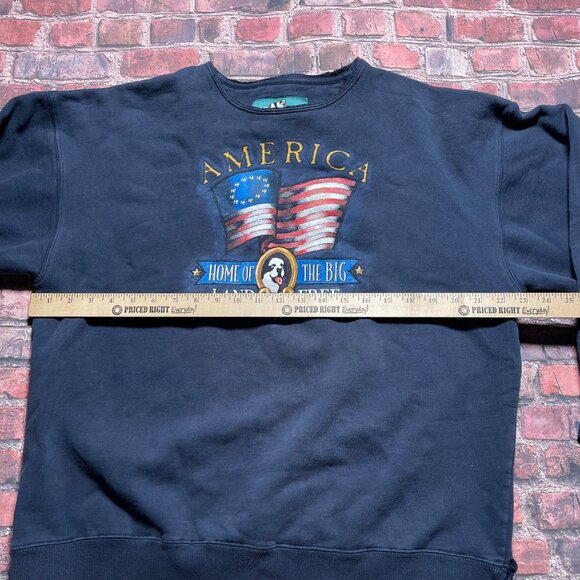 Vintage Y2K 2001 Big Dogs America Crewneck Sweatshirt USA Sz Medium Navy Blue - Picture 7 of 7